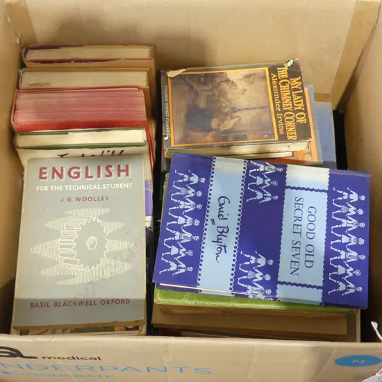 BOX OF OLD BOOKS MOST WITH DECORATIVE BINDINGS/COVERS