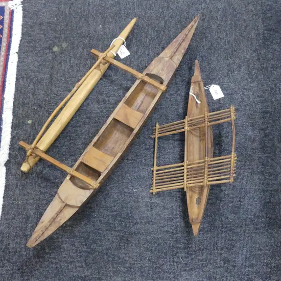 2 VINTAGE PACIFIC ISLAND OUTRIGGER MODELS L640 LONGEST