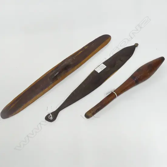 ABORIDGINE NULA NULA THROWING CLUB L500MM SPEAR THROWER L410MM & SHEILD L690MM