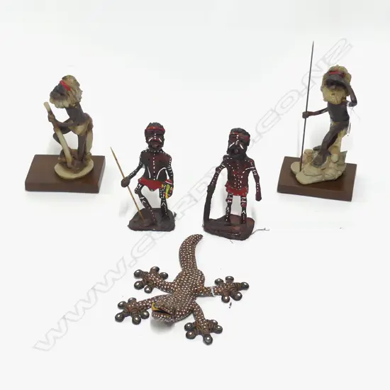 2PRS ABORIGINAL POTTERY FIGURES H240MM & POTTERY LIZARD BY CAROL BROWNLEY