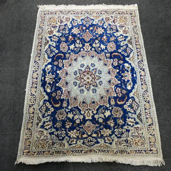 HAND KNOTTED IRANIAN NAIN RUG, WOOL & SILK PILE, 1520x880mm