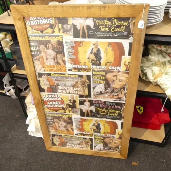 MARILYN MONROE FILM POSTERS PRINTED FABRIC, FRAMED 970x520mm