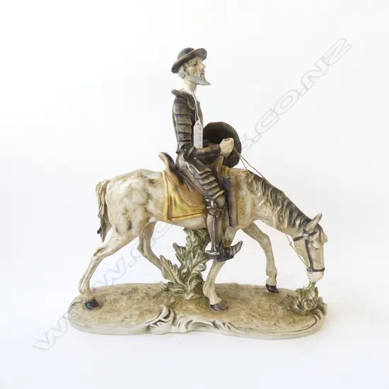 LARGE CAPODIMONTE FIGURE OF DON QUIxOTE ON HORSEBACK . 360X360mm