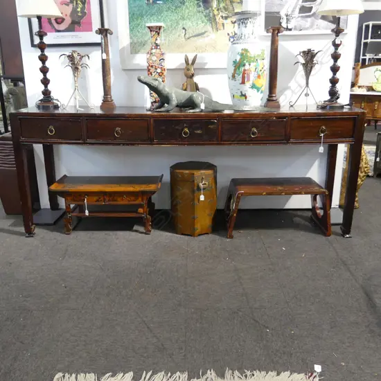CHINESE CONSOLE TABLE - 5 DRAWERS 2280 x 490 x 850mm