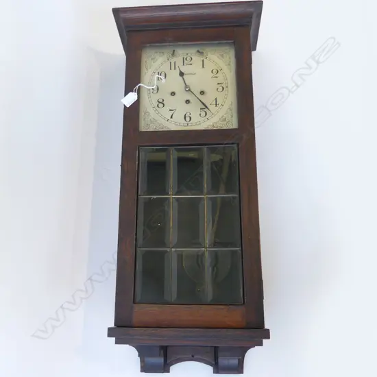 ARTS & CRAFTS ANSONIA OAK WALL CLOCK H.800mm