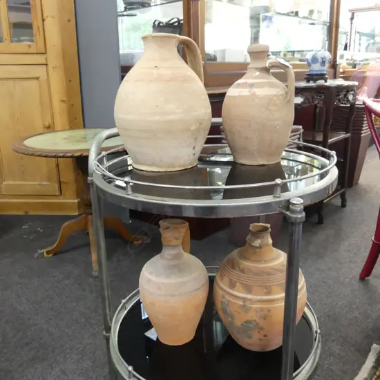 4 VINTAGE GREEK TERRACOTTA VESSELS H.240mm