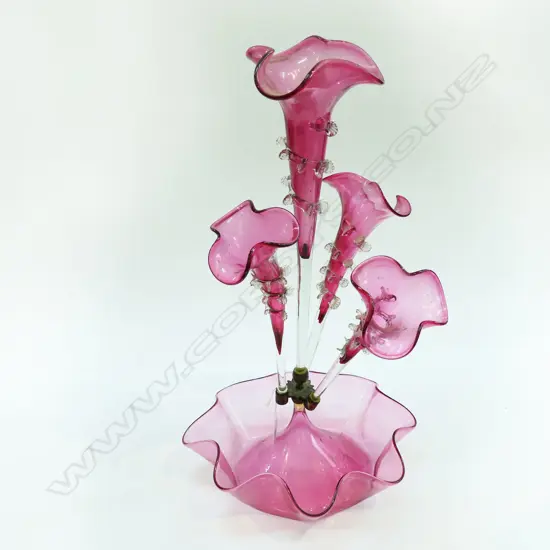 VICT CRANBERRY GLASS EPERGNE