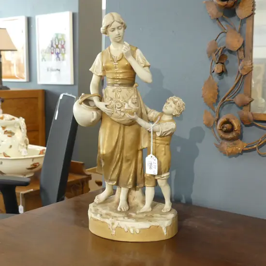 LARGE ROYAL DUX FIGURE OF MOTHER AND CHILD H.420mm