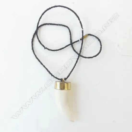 RESHAPED WHALES TOOTH PENDANT NECKLACE L.55mm