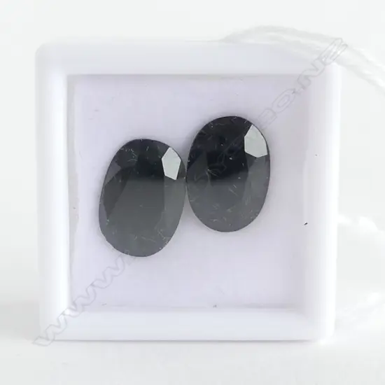 2  DEEP BLUE/GREEN SAPPHIRES FACET CUT OVALS, 8.5ct