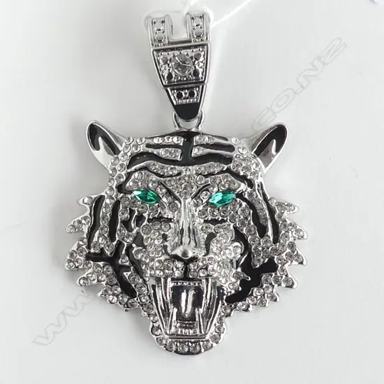 OVERSIZED DIAMANTE TIGER PENDANT 45 x 55mm