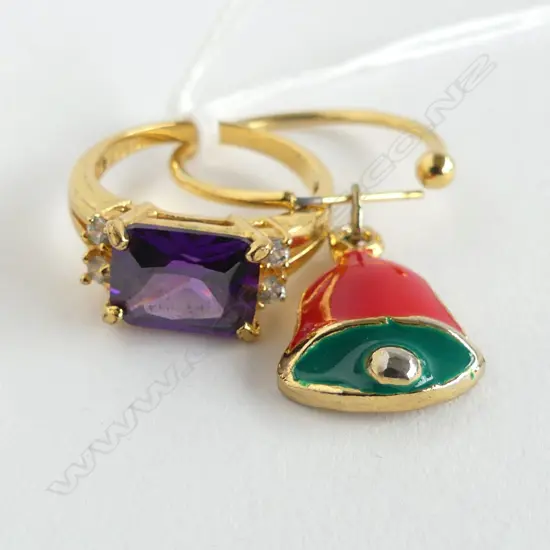 COSTUME PURPLE RING, EARRING & PENDANT