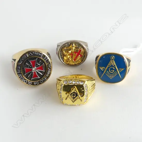 4 ASST. MASONIC COSTUME RINGS