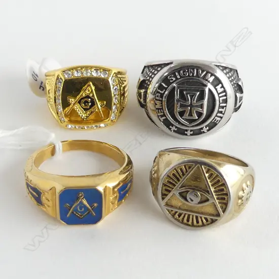 4 ASST. MASONIC COSTUME RINGS