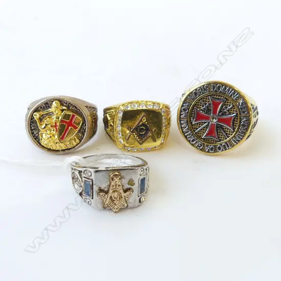 4 ASST. MASONIC COSTUME RINGS