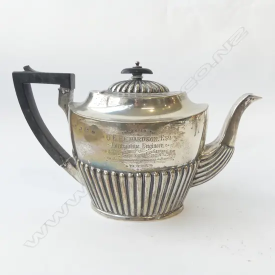 STG SILVER TEAPOT, B'HAM 1903 441gms