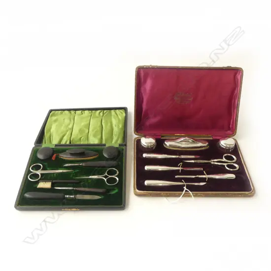 2 CASED MANICURE SETS 1 STG SILVER
