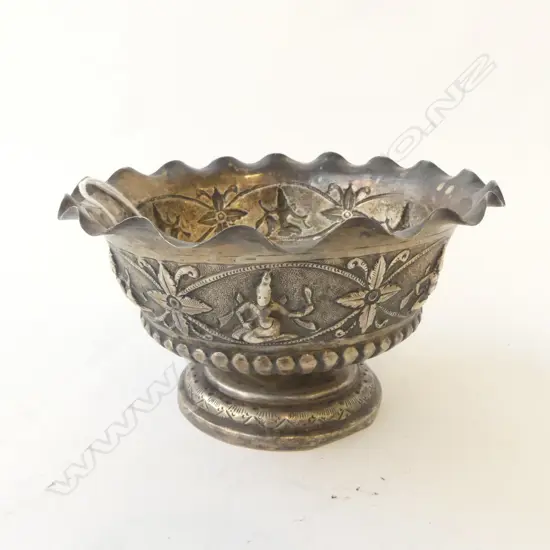 ORIENTAL SILVER? DISH 115mm dia 93gms 