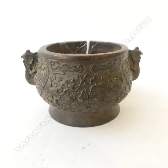 CHINESE BRONZE INCENSE BURNER H.50mm, 70mm dia