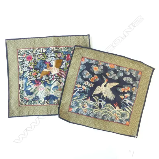 PR CHINESE OLD EMBROIDED SILK RANK BADGES 340 X 370mm
