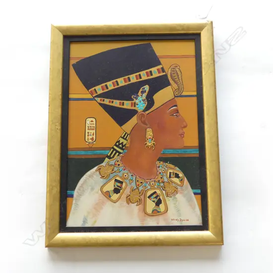 OIL ON BOARD NEPHRATITI SIGNED WENDY DAVIES H350 L260MM