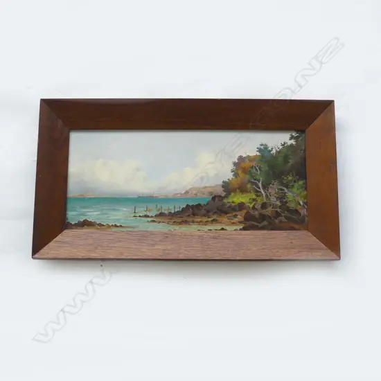 HARBOUR SCENE, OIL ON BOARD, UNSIGNED, 200 x 455mm