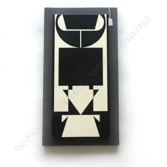 M TAYLOR B&W ABSTRACT PAINTING ACRYLIC ON BOARD 1976 Wellington 650 x 350mm