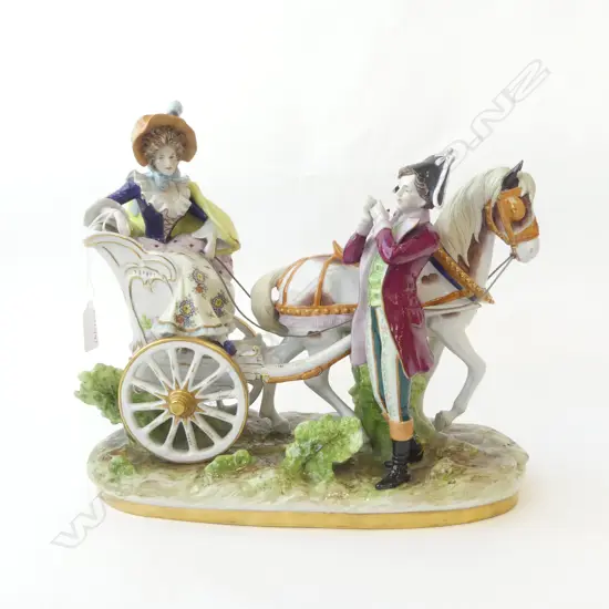 DRESDON CHINA CARRAGED COUPLE H290 L330MM