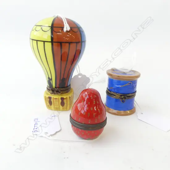 3 LIMOGE CHINA PATCH BOXES 90MM TALLEST