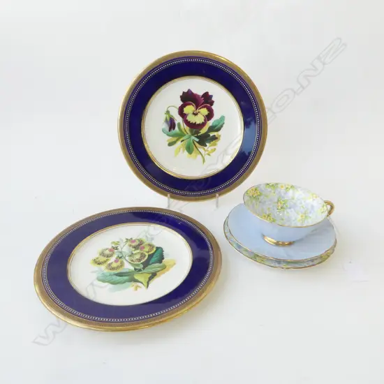 SHELLEY PRIMROSE TRIO + 2 VICTORIAN PLATES 225mm dia