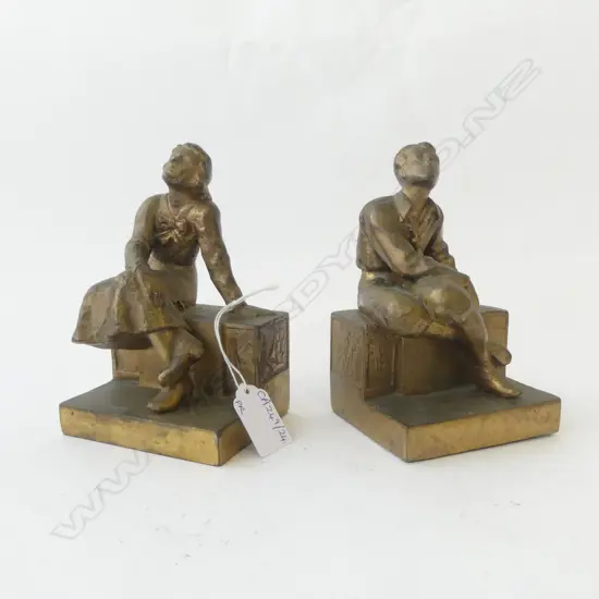 PR BRONZED BOOKENDS; SEATED FIGURES H.150mm