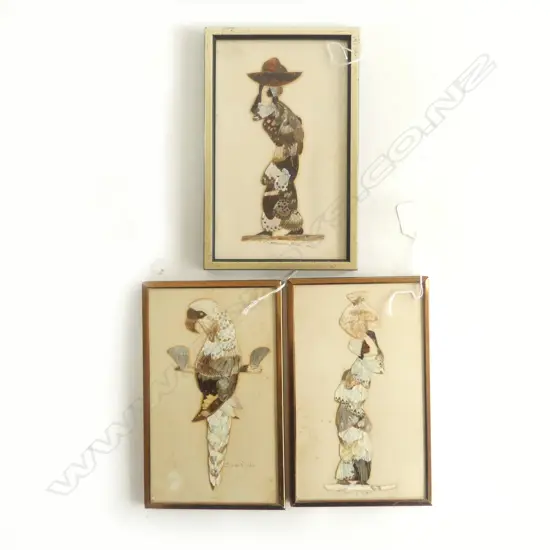 3 AFRICAN BUTTERFLY WING PICTURES H240MM 2 SIGNED SAM DUBE