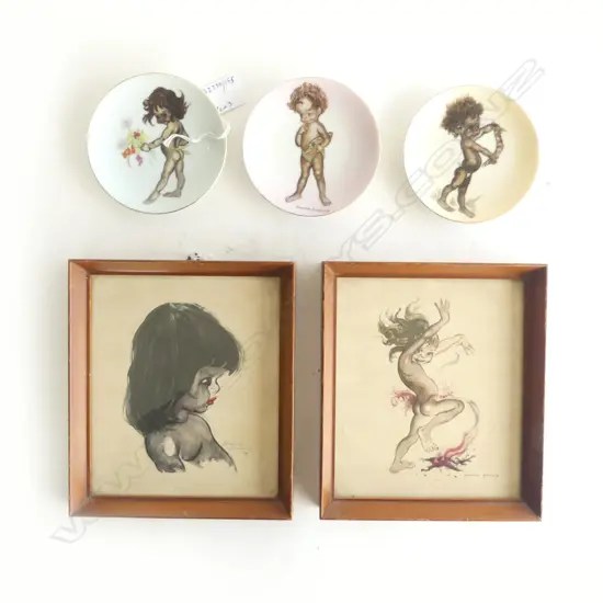 PR BROWNIE DOWNING PRINTS H190MM & 3 BROWNIE DOWNING DISHES DIA 100MM