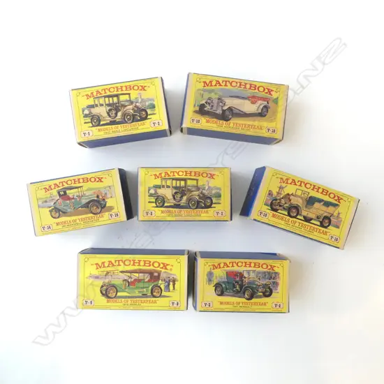 7 VINTAGE MATCHBOX LESNEY MADE IN ENGLAND MODELS OF YESTERYEAR TOYS MINT IN BOX