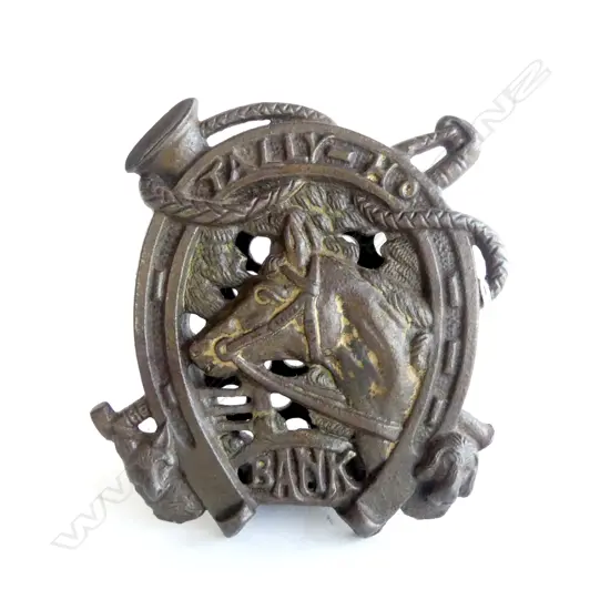 'TALLY-HO' CAST METAL MONEY BANK H.120mm