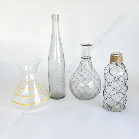 COLLECTION OF GLASS BOTTLES BEAKER ETC
