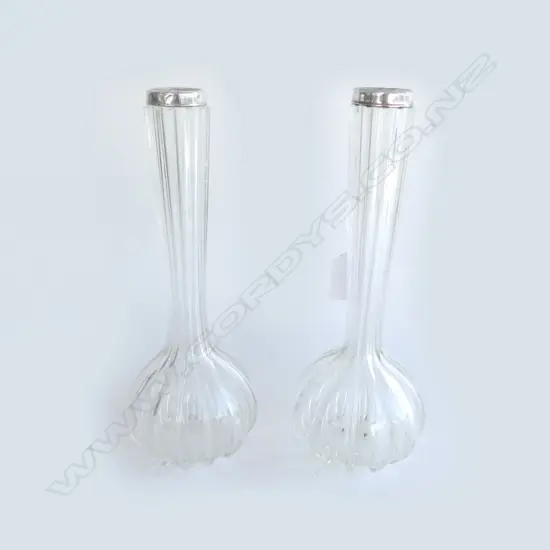 PR EDWARDIAN S/SILVER RIMMED SPEICIMAN VASES H260MM