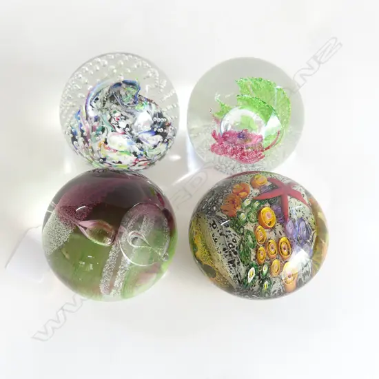 4 PAPERWEIGHTS, 3 CAITHNESS AND PETER RAOS 80mm dia