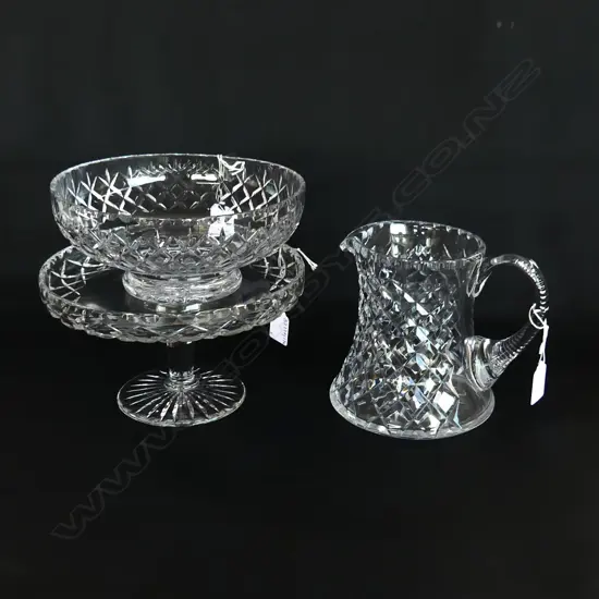 MATCHING CRYSTAL JUG H160 CAKE STAND H130 & BOWL DIA200MM