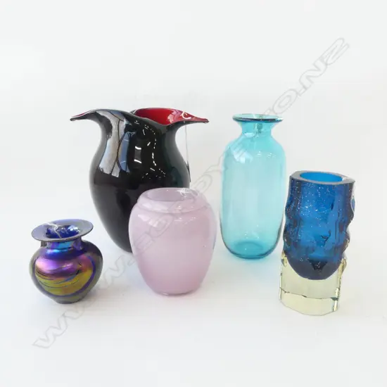 5 ART GLASS VASES H.240mm