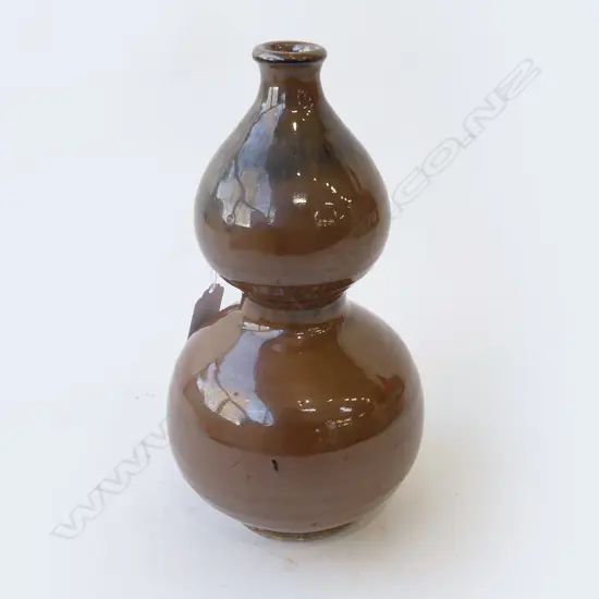 ORIENTAL DOUBLE GOURD VASE, BROWN GLAZE H.235mm