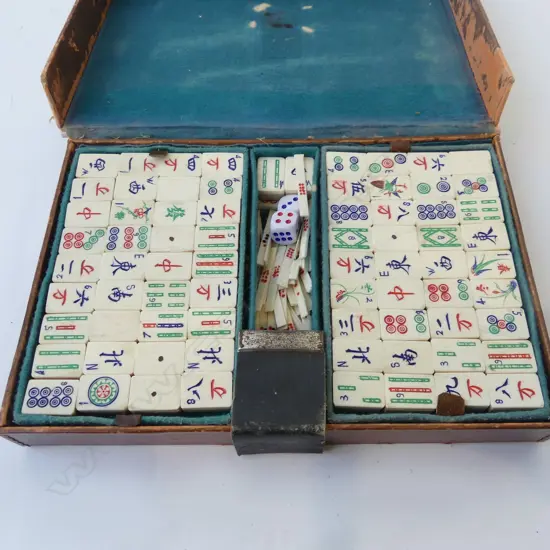 BONE & BAMBOO MAH JONG SET, CASED