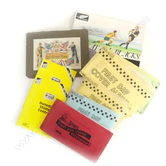 ASST NZ FIRST DAY COVERS ETC IN ALBUM & FOLDERS. Incls All Black folder coin set