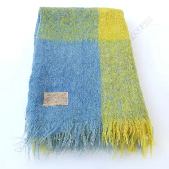 BLUE & YELLOW SCOTTISH MOHAIR RUG 1800MM