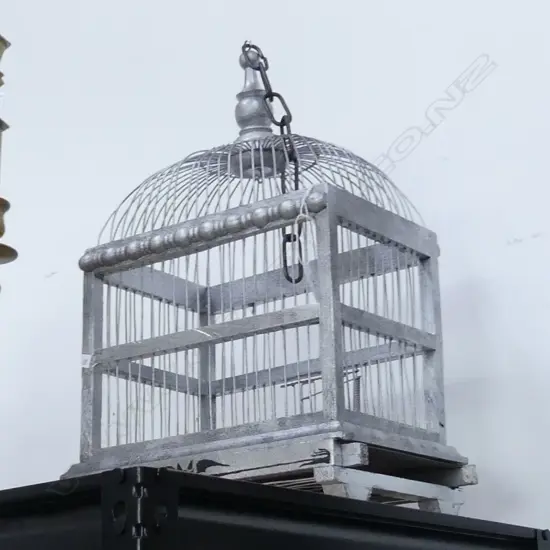 SILVER PAINTED BIRD CAGE H.460mm