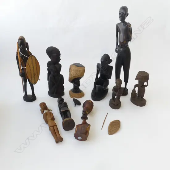 10 CARVED WOOD AFRICAN FIGURES TALLEST 420MM