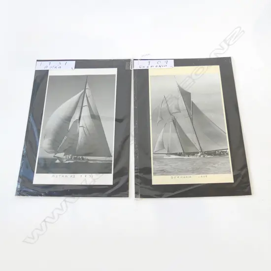 2 VINTAGE B/W YACHT PHOTOS; 1909 GERMANIA, 1931 ASTRA 300x200mm