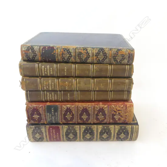GROUP OF 6 LEATHER BOUND BOOKS 1 FIRST PRIZE AUCKLAND GRAMMER 1906