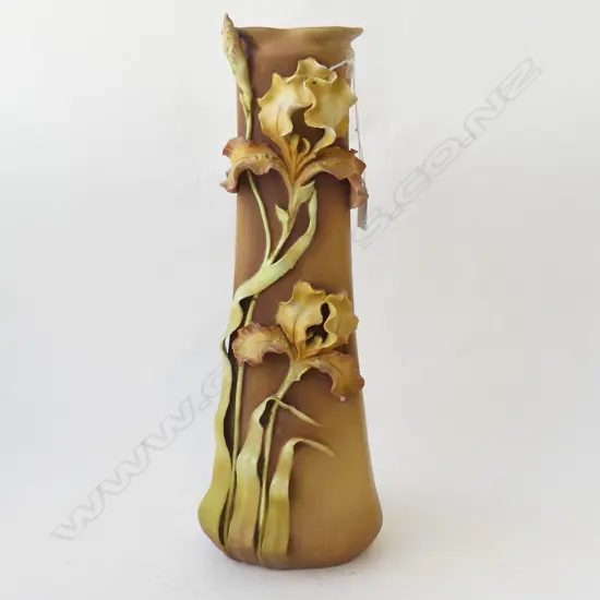 ART NOUVEAU AMPHORA IRIS VASE H390MM