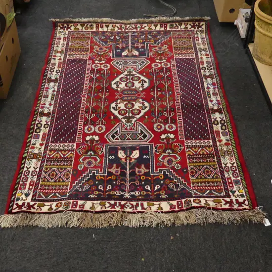 HAND KNOTTED PERSIAN SHIRAZ RUG all wool 1550 x 1100mm